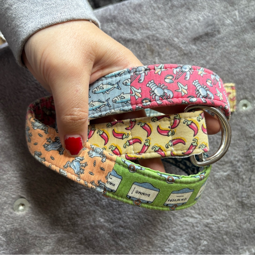 Vineyard vines fabric belt with mixed patterns and silver d rings